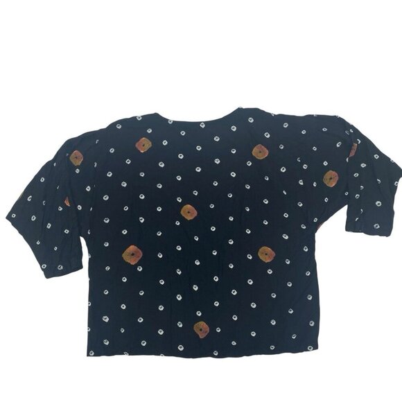 No Saint Womens OS Black Geometric Lagenlook Made In India Top Dolman Sleeves - Picture 2 of 11